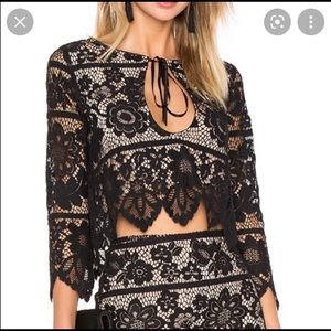 FOR LOVE AND LEMONS - GIANNI CROP TOP - BLACK - SIZE MWDIUM